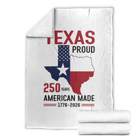 Texas Proud 250 Years Throw Blanket American Made 1776 to 2026 Semiquincentennial - Wonder Print Shop