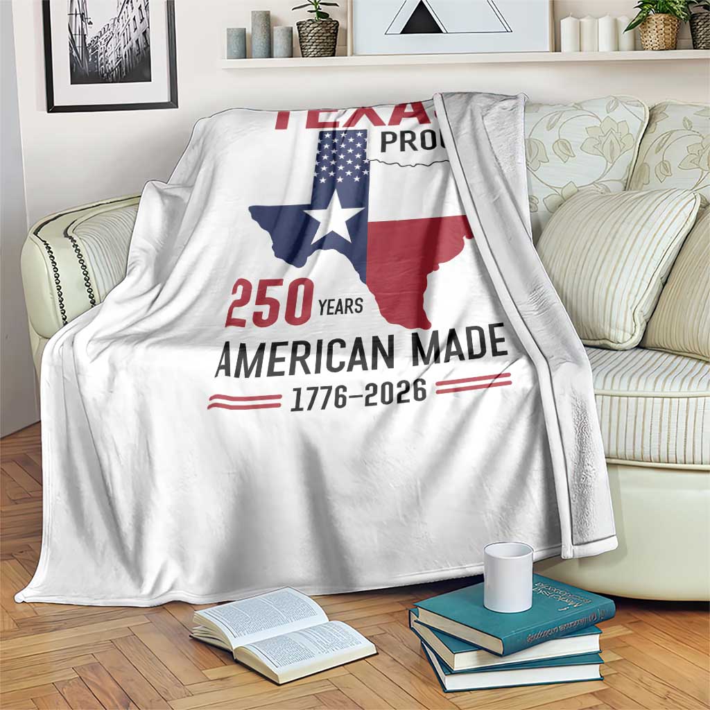 Texas Proud 250 Years Throw Blanket American Made 1776 to 2026 Semiquincentennial - Wonder Print Shop