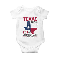Texas Proud 250 Years Baby Onesie American Made 1776 to 2026 Semiquincentennial - Wonder Print Shop