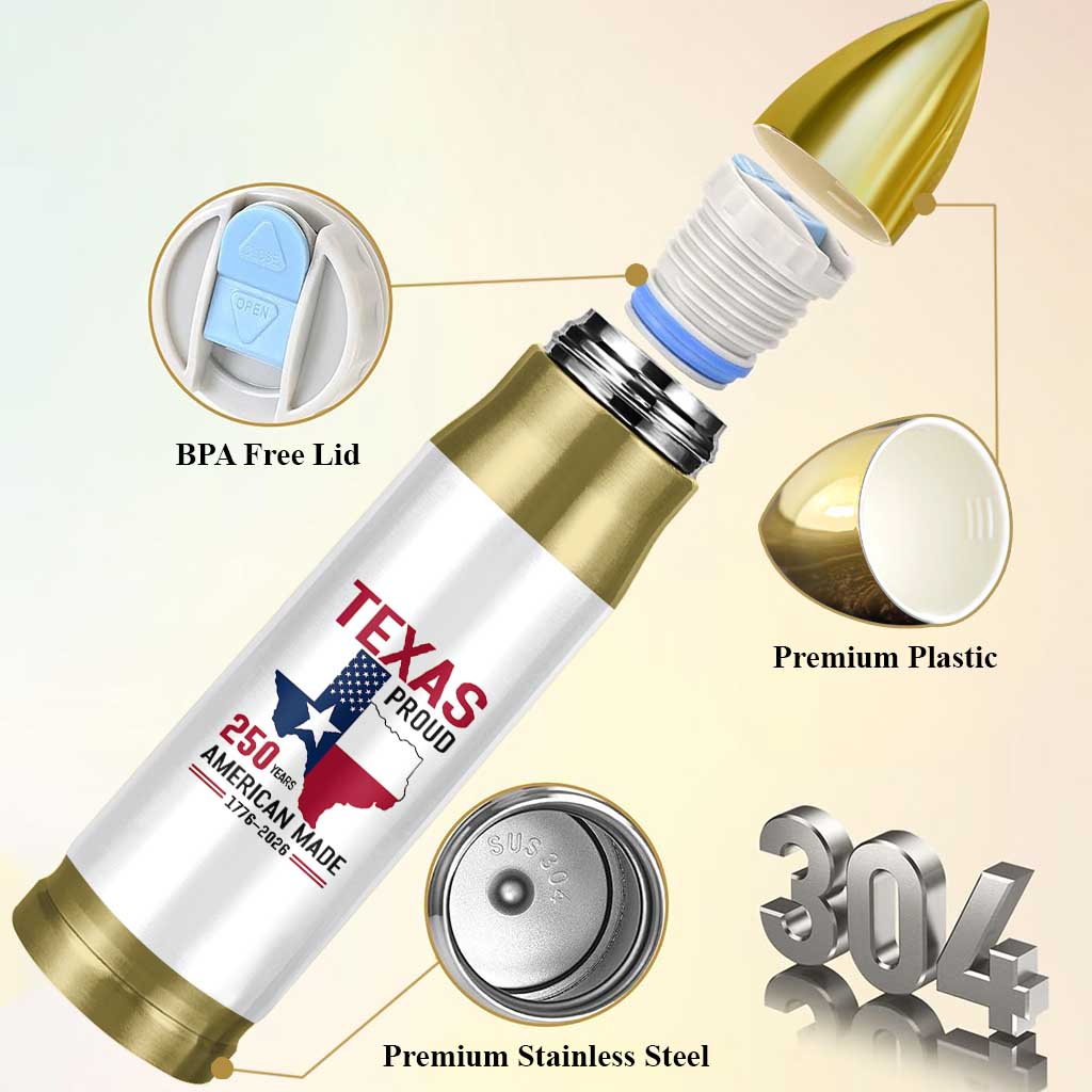 Texas Proud 250 Years Bullet Tumbler American Made 1776 to 2026 Semiquincentennial - Wonder Print Shop
