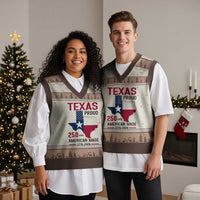 Texas Proud 250 Years V-Neck Knit Sweater Vest American Made 1776 to 2026 Semiquincentennial - Wonder Print Shop