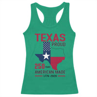Texas Proud 250 Years Racerback Tank Top American Made 1776 to 2026 Semiquincentennial - Wonder Print Shop