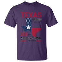 Texas Proud 250 Years T Shirt American Made 1776 to 2026 Semiquincentennial - Wonder Print Shop