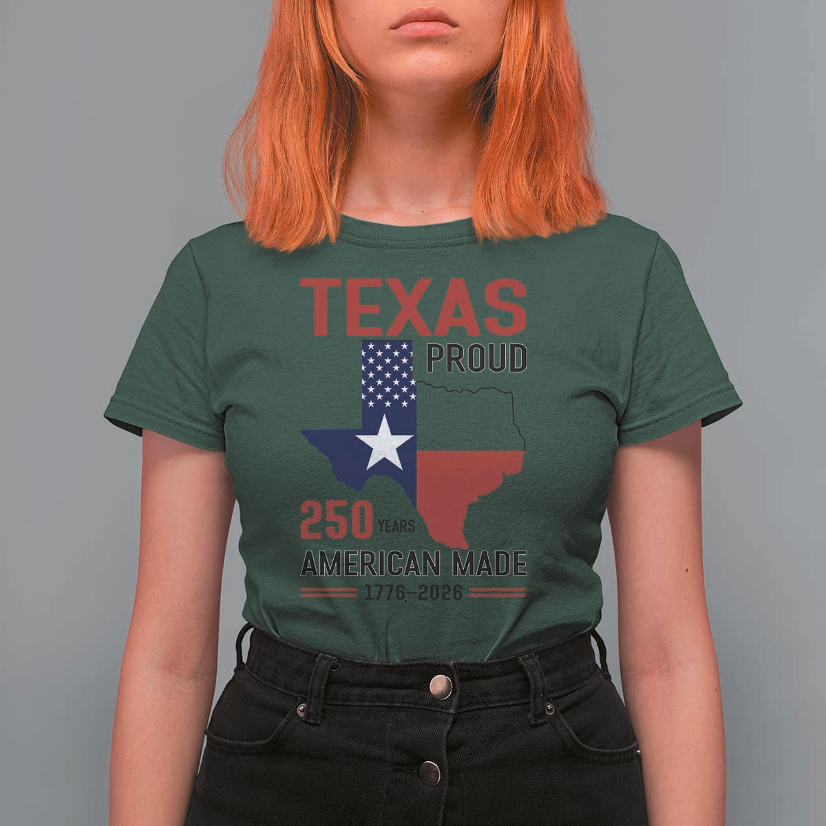Texas Proud 250 Years T Shirt For Women American Made 1776 to 2026 Semiquincentennial - Wonder Print Shop