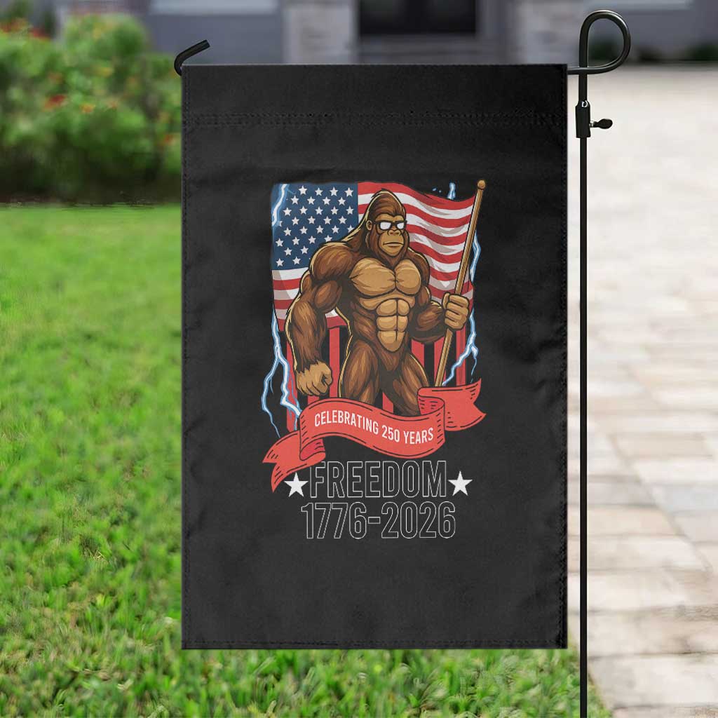 Patriotic Bigfoot US 250th Anniversary Garden Flag Sasquatch Celebrating 250 Years of Freedom 1776 to 2026 - Wonder Print Shop