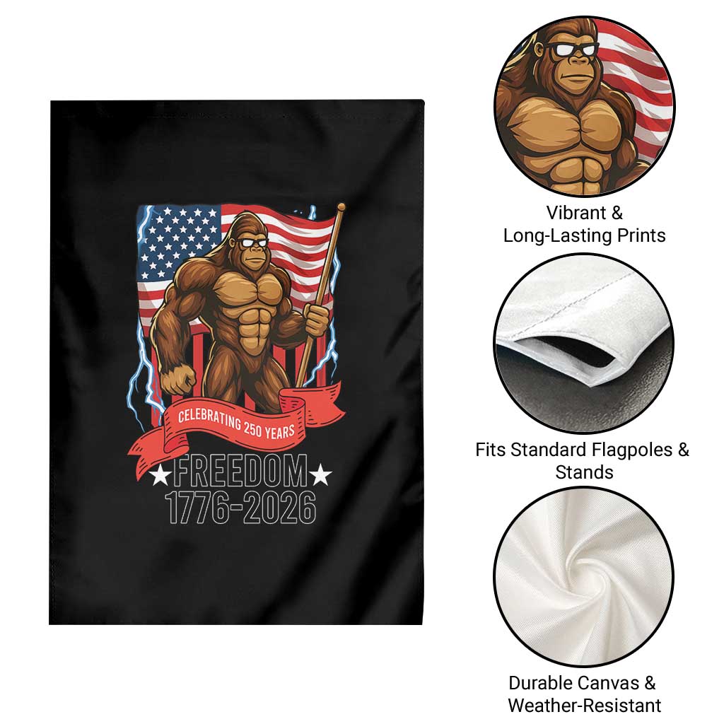 Patriotic Bigfoot US 250th Anniversary Garden Flag Sasquatch Celebrating 250 Years of Freedom 1776 to 2026 - Wonder Print Shop