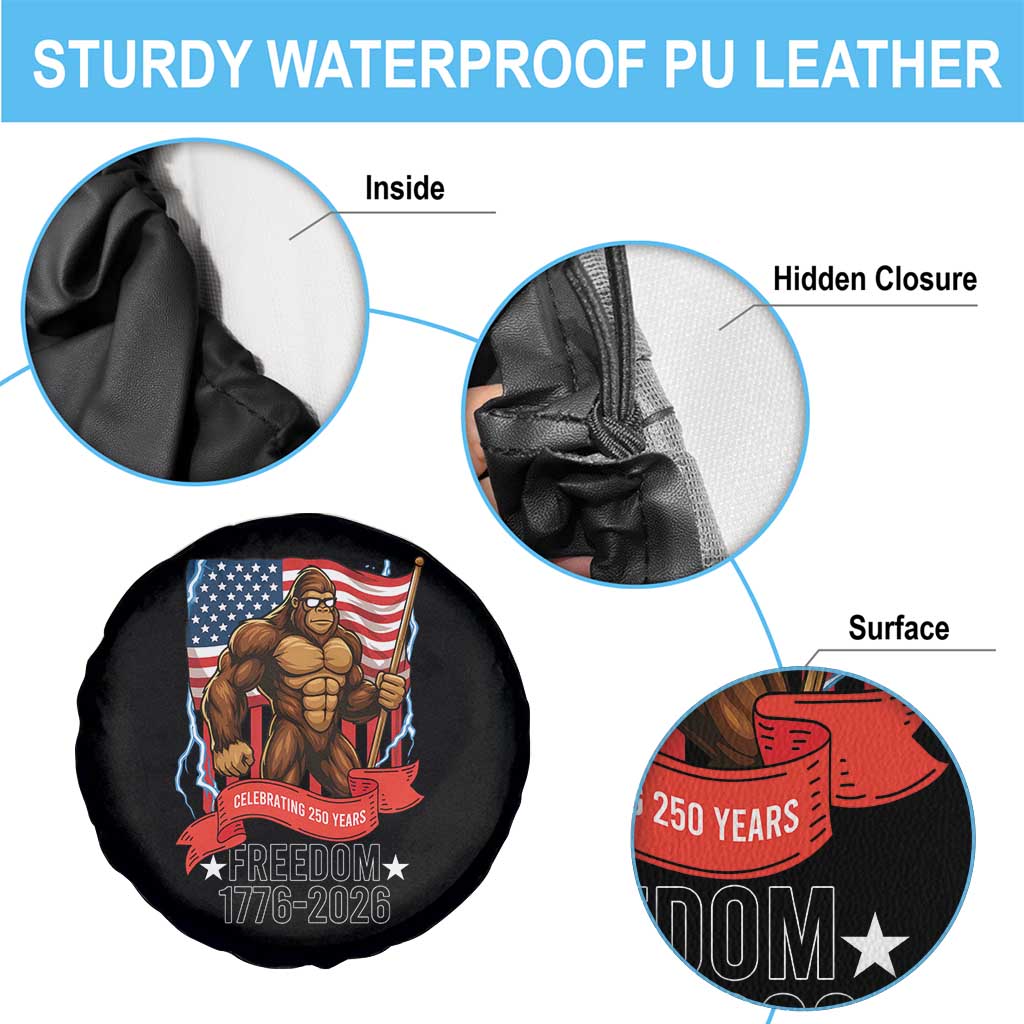 Patriotic Bigfoot US 250th Anniversary Spare Tire Cover Sasquatch Celebrating 250 Years of Freedom 1776 to 2026 - Wonder Print Shop
