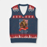 Patriotic Bigfoot US 250th Anniversary V-Neck Knit Sweater Vest Sasquatch Celebrating 250 Years of Freedom 1776 to 2026 - Wonder Print Shop