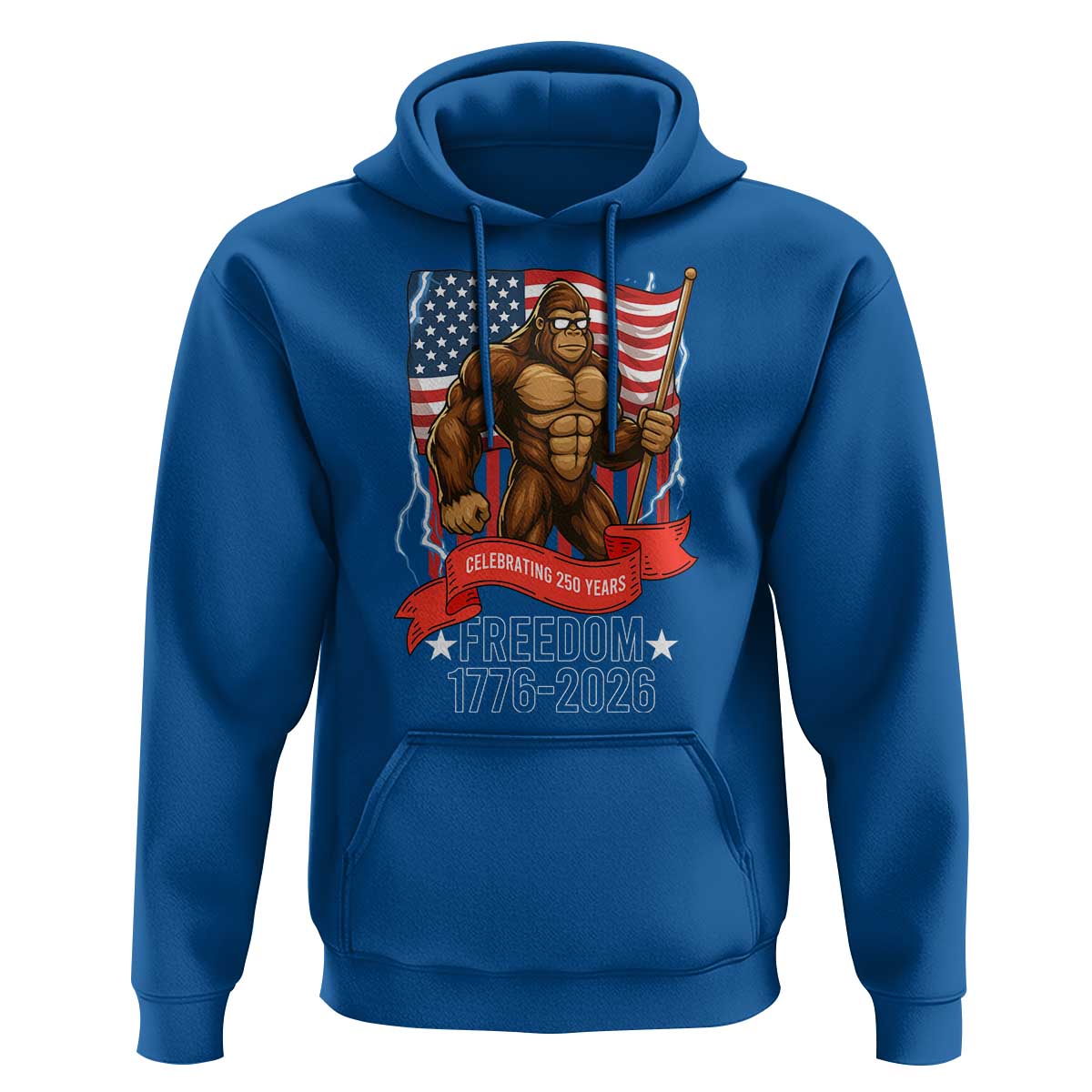 Patriotic Bigfoot US 250th Anniversary Hoodie Sasquatch Celebrating 250 Years of Freedom 1776 to 2026 - Wonder Print Shop