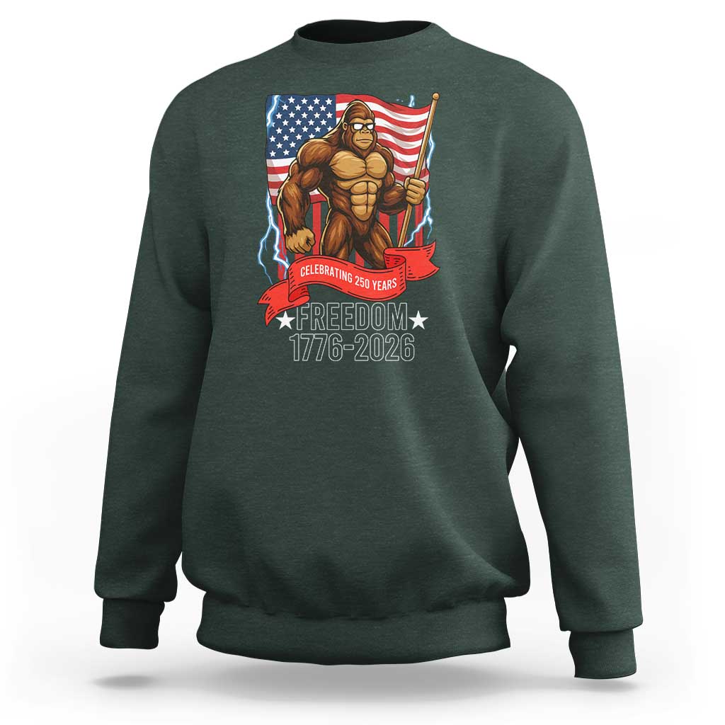 Patriotic Bigfoot US 250th Anniversary Sweatshirt Sasquatch Celebrating 250 Years of Freedom 1776 to 2026 - Wonder Print Shop