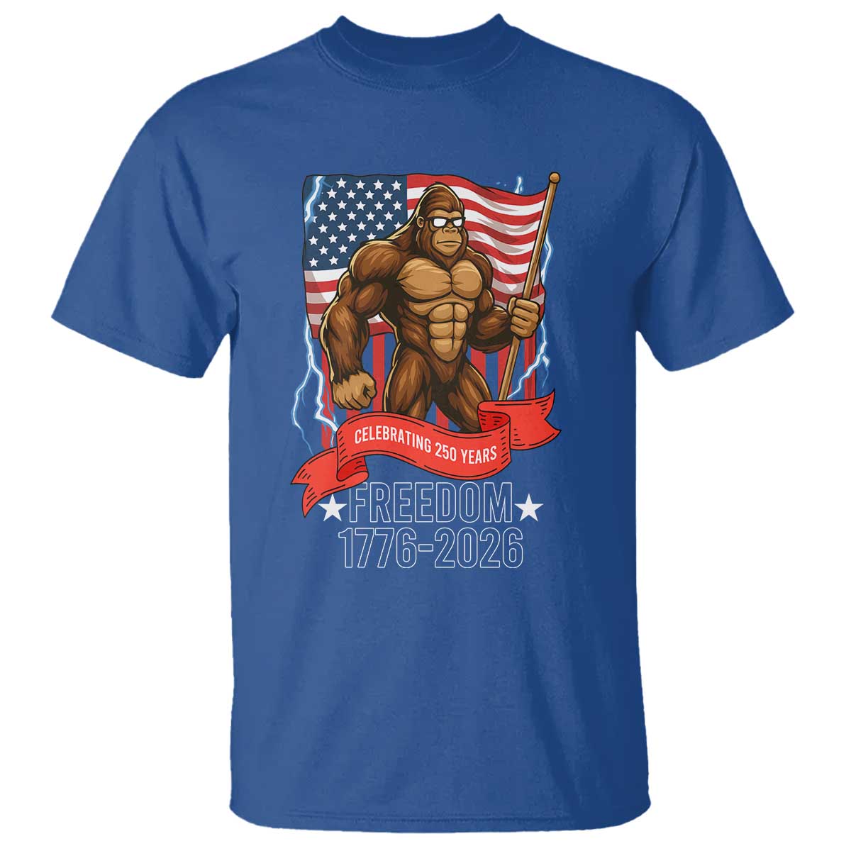 Patriotic Bigfoot US 250th Anniversary T Shirt Sasquatch Celebrating 250 Years of Freedom 1776 to 2026 - Wonder Print Shop