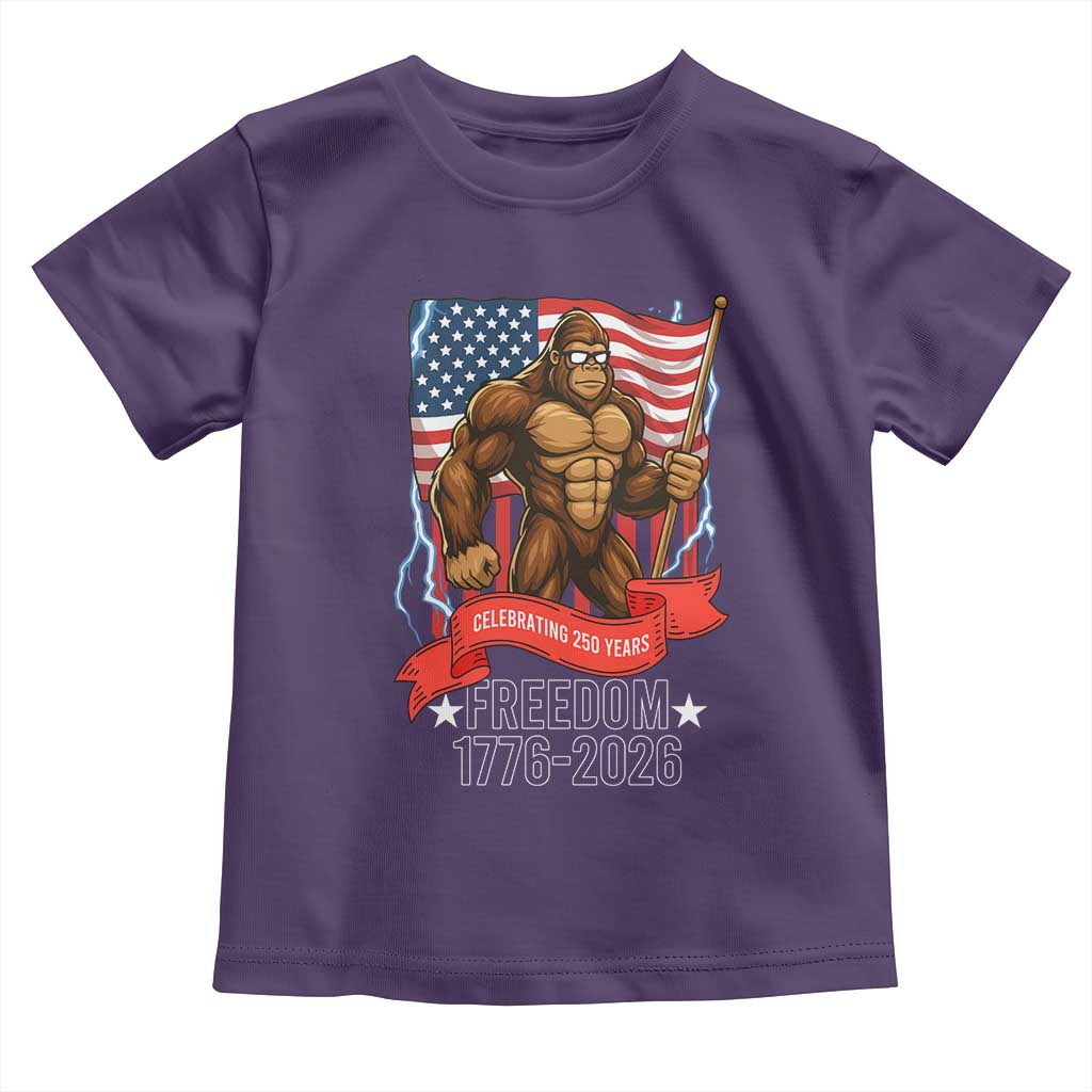 Patriotic Bigfoot US 250th Anniversary Toddler T Shirt Sasquatch Celebrating 250 Years of Freedom 1776 to 2026 - Wonder Print Shop