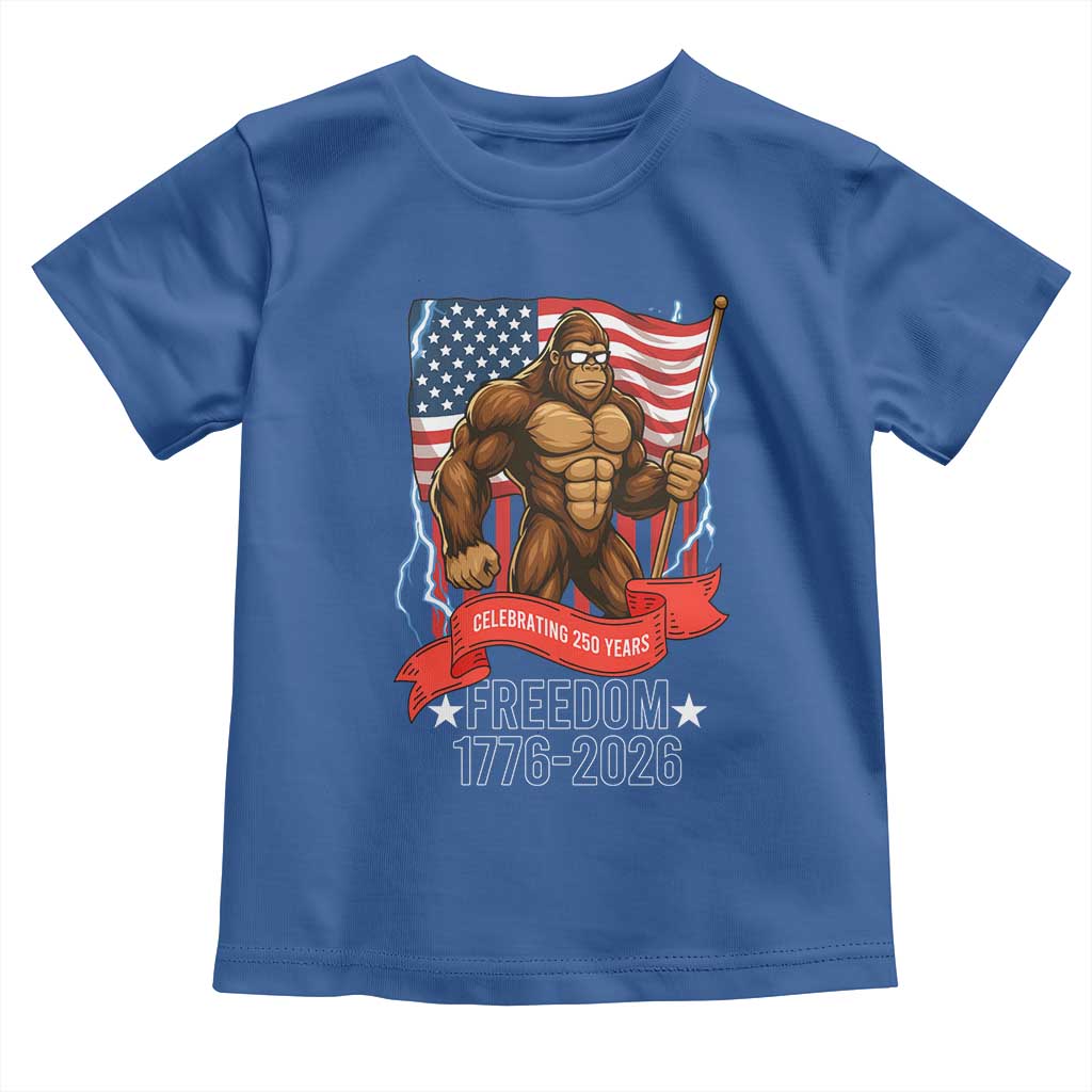 Patriotic Bigfoot US 250th Anniversary Toddler T Shirt Sasquatch Celebrating 250 Years of Freedom 1776 to 2026 - Wonder Print Shop