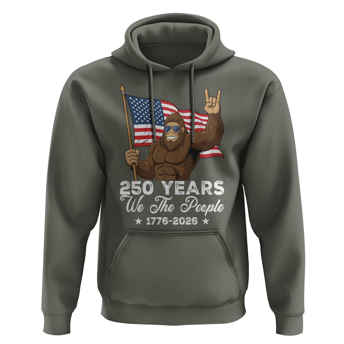 250 Years We The People Bigfoot Hoodie Funny Patriotic 1776 to 2026 US Semiquincentennial - Wonder Print Shop