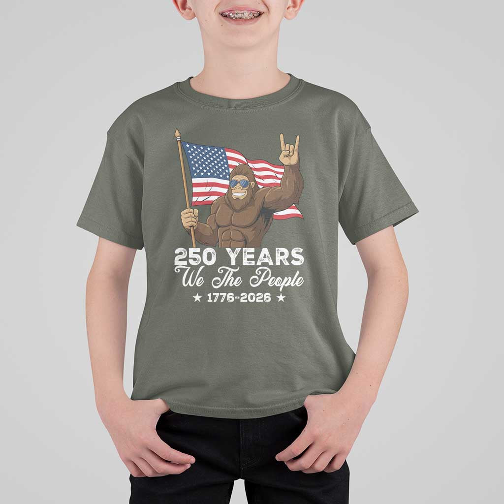250 Years We The People Bigfoot T Shirt For Kid Funny Patriotic 1776 to 2026 US Semiquincentennial - Wonder Print Shop