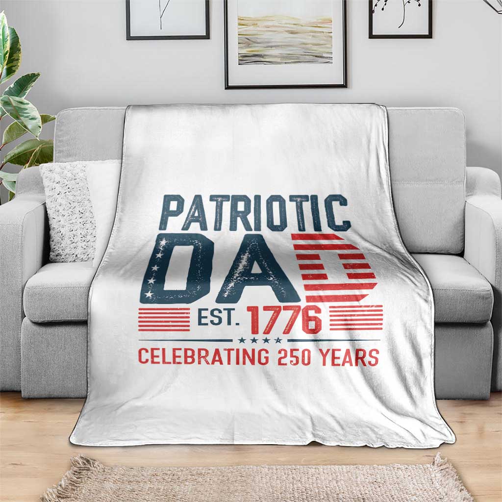 Patriotic Dad 250 Years Throw Blanket Est. 1776 Funny USA Semiquincentennial - Wonder Print Shop