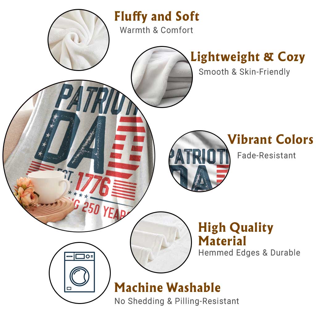 Patriotic Dad 250 Years Throw Blanket Est. 1776 Funny USA Semiquincentennial - Wonder Print Shop