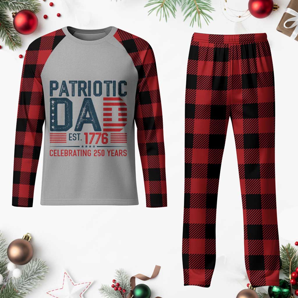 Patriotic Dad 250 Years Plaid Pajama Set Est. 1776 Funny USA Semiquincentennial - Wonder Print Shop