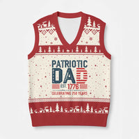 Patriotic Dad 250 Years V-Neck Knit Sweater Vest Est. 1776 Funny USA Semiquincentennial - Wonder Print Shop