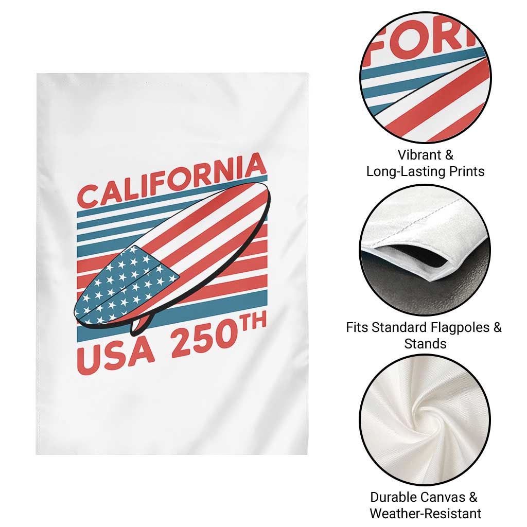 California USA 250th Anniversary Garden Flag US Semiquincentennial Patriotic Surfboard Graphic - Wonder Print Shop