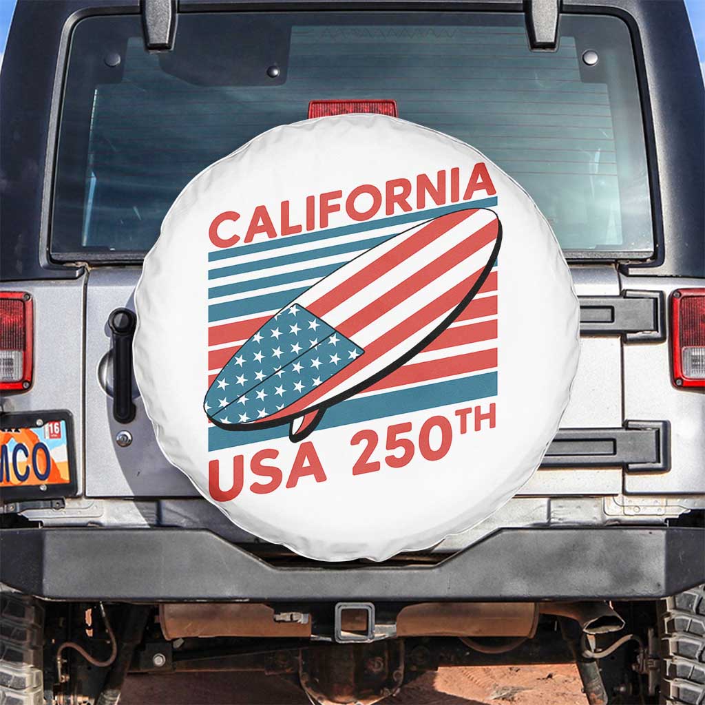 California USA 250th Anniversary Spare Tire Cover US Semiquincentennial Patriotic Surfboard Graphic - Wonder Print Shop