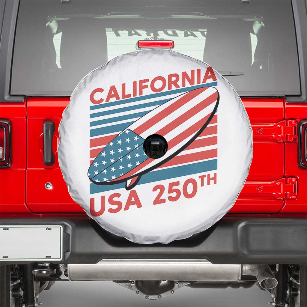 California USA 250th Anniversary Spare Tire Cover US Semiquincentennial Patriotic Surfboard Graphic - Wonder Print Shop