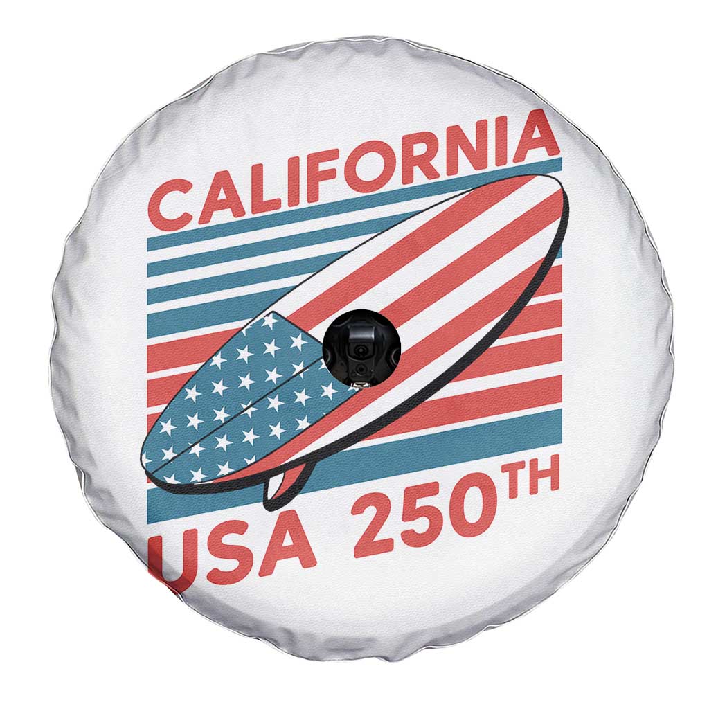 California USA 250th Anniversary Spare Tire Cover US Semiquincentennial Patriotic Surfboard Graphic - Wonder Print Shop