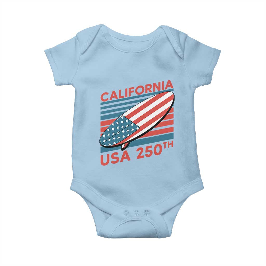 California USA 250th Anniversary Baby Onesie US Semiquincentennial Patriotic Surfboard Graphic - Wonder Print Shop