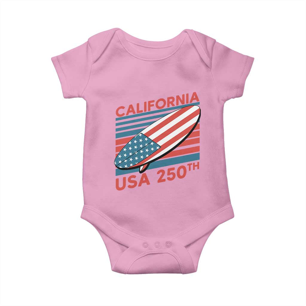California USA 250th Anniversary Baby Onesie US Semiquincentennial Patriotic Surfboard Graphic - Wonder Print Shop
