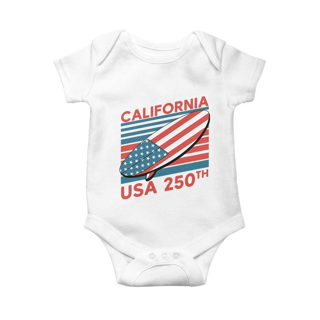 California USA 250th Anniversary Baby Onesie US Semiquincentennial Patriotic Surfboard Graphic - Wonder Print Shop
