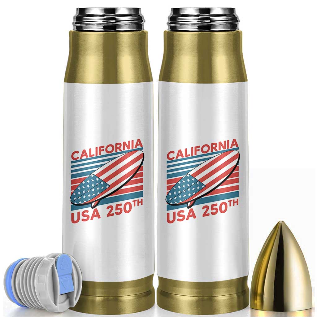 California USA 250th Anniversary Bullet Tumbler US Semiquincentennial Patriotic Surfboard Graphic - Wonder Print Shop