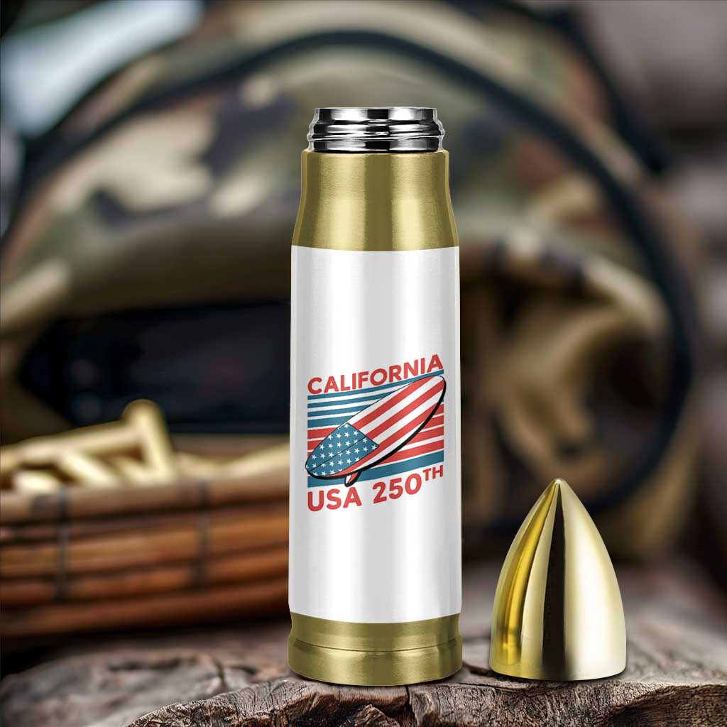 California USA 250th Anniversary Bullet Tumbler US Semiquincentennial Patriotic Surfboard Graphic - Wonder Print Shop