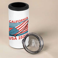 California USA 250th Anniversary 4 in 1 Can Cooler Tumbler US Semiquincentennial Patriotic Surfboard Graphic - Wonder Print Shop