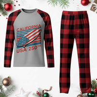 California USA 250th Anniversary Plaid Pajama Set US Semiquincentennial Patriotic Surfboard Graphic - Wonder Print Shop