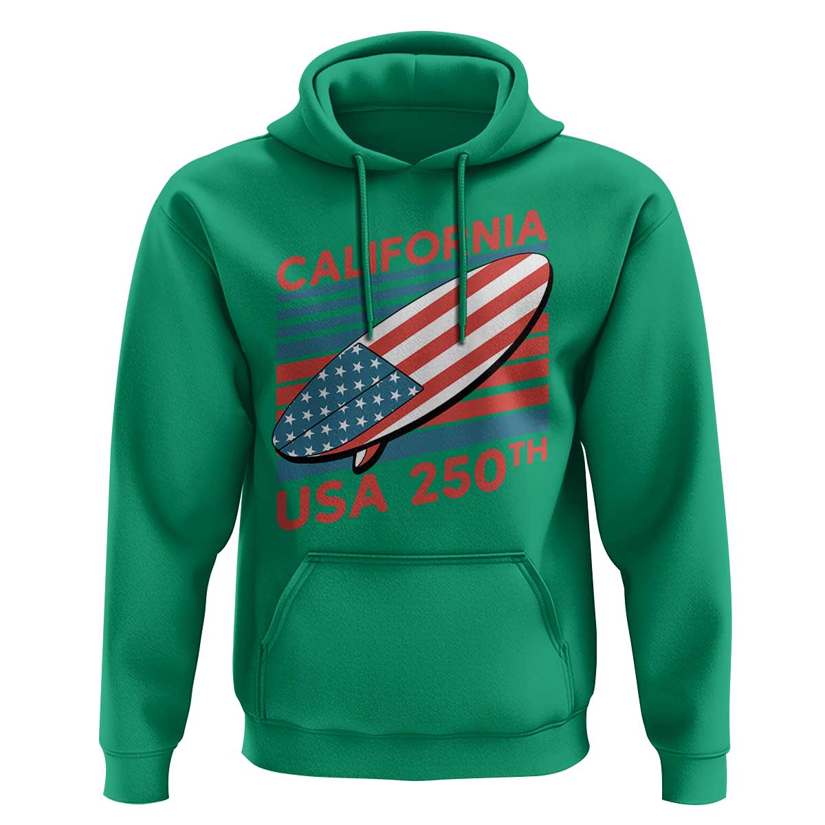 California USA 250th Anniversary Hoodie US Semiquincentennial Patriotic Surfboard Graphic - Wonder Print Shop