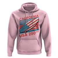 California USA 250th Anniversary Hoodie US Semiquincentennial Patriotic Surfboard Graphic - Wonder Print Shop
