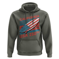 California USA 250th Anniversary Hoodie US Semiquincentennial Patriotic Surfboard Graphic - Wonder Print Shop