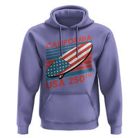 California USA 250th Anniversary Hoodie US Semiquincentennial Patriotic Surfboard Graphic - Wonder Print Shop