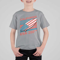 California USA 250th Anniversary T Shirt For Kid US Semiquincentennial Patriotic Surfboard Graphic - Wonder Print Shop