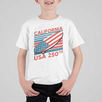 California USA 250th Anniversary T Shirt For Kid US Semiquincentennial Patriotic Surfboard Graphic - Wonder Print Shop