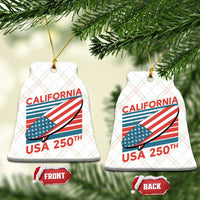 California USA 250th Anniversary Ceramic Ornament US Semiquincentennial Patriotic Surfboard Graphic - Wonder Print Shop