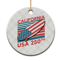 California USA 250th Anniversary Ceramic Ornament US Semiquincentennial Patriotic Surfboard Graphic - Wonder Print Shop