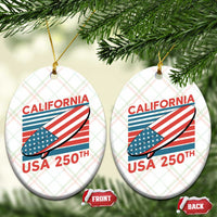 California USA 250th Anniversary Ceramic Ornament US Semiquincentennial Patriotic Surfboard Graphic - Wonder Print Shop
