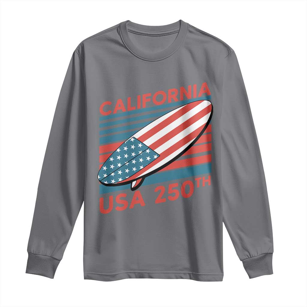 California USA 250th Anniversary Long Sleeve Shirt US Semiquincentennial Patriotic Surfboard Graphic - Wonder Print Shop