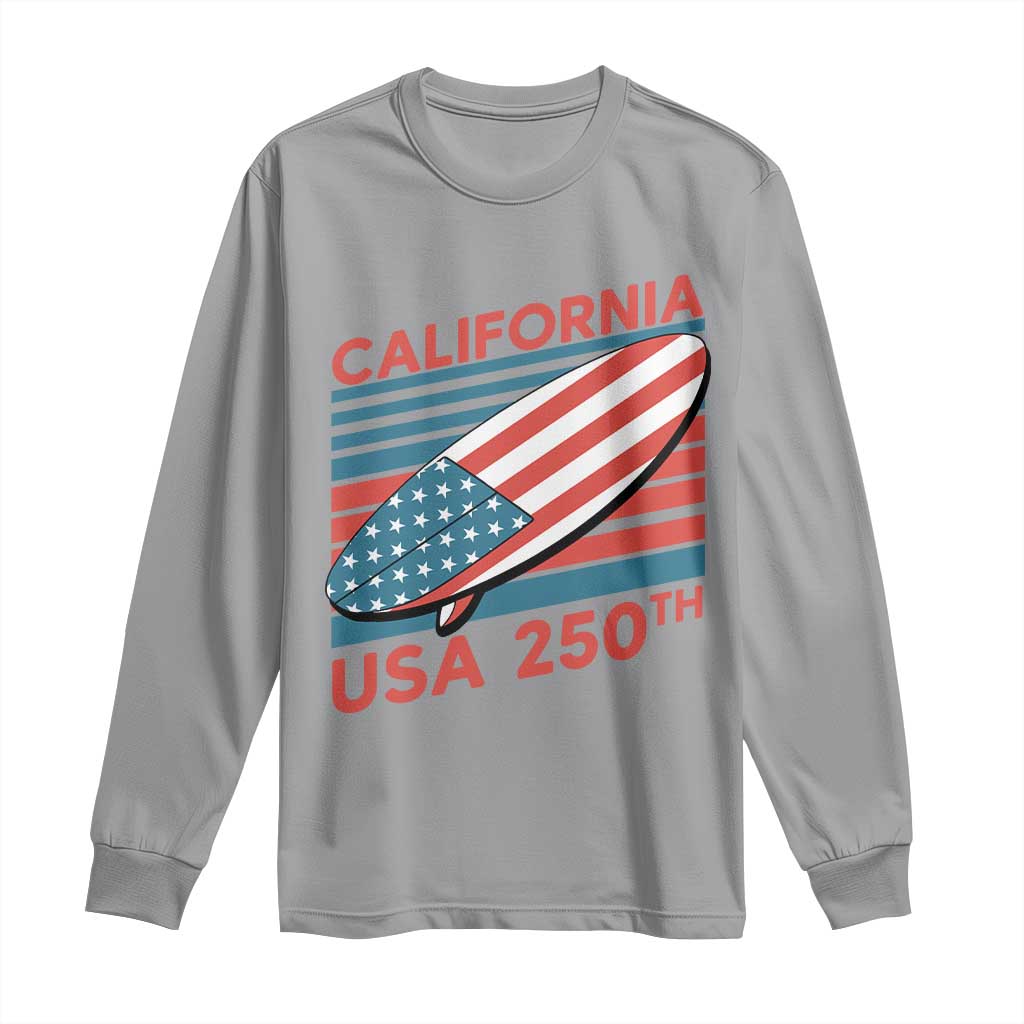 California USA 250th Anniversary Long Sleeve Shirt US Semiquincentennial Patriotic Surfboard Graphic - Wonder Print Shop