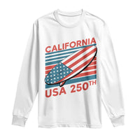California USA 250th Anniversary Long Sleeve Shirt US Semiquincentennial Patriotic Surfboard Graphic - Wonder Print Shop