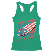 California USA 250th Anniversary Racerback Tank Top US Semiquincentennial Patriotic Surfboard Graphic - Wonder Print Shop