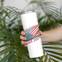 California USA 250th Anniversary Skinny Tumbler US Semiquincentennial Patriotic Surfboard Graphic - Wonder Print Shop