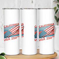 California USA 250th Anniversary Skinny Tumbler US Semiquincentennial Patriotic Surfboard Graphic - Wonder Print Shop