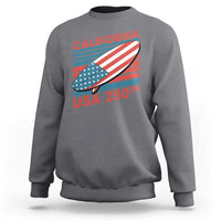 California USA 250th Anniversary Sweatshirt US Semiquincentennial Patriotic Surfboard Graphic - Wonder Print Shop